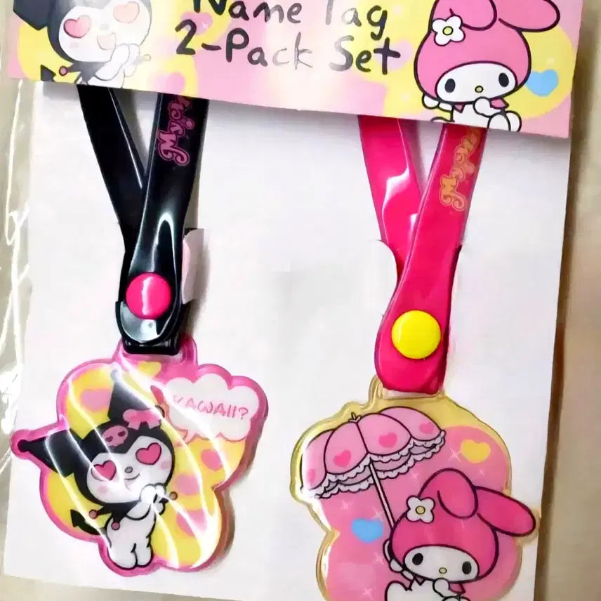 [BUNJANG] Kuromi & My Melody Name Tag Set with Strap / 쿠로미 네임택, 마이멜로디 네임택, 마이멜로디 스트랩