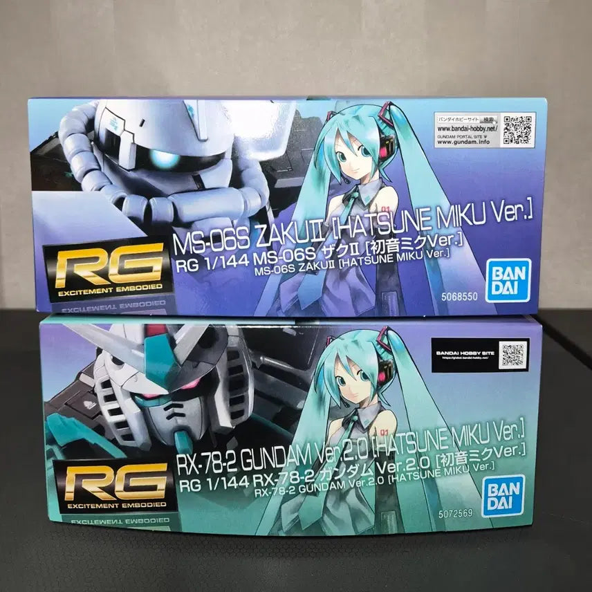 [BUNJANG] Bandai RG Hatsune Miku Gundam & Zaku 2-Type Set / (하츠네 미쿠 Ver.)반다이 RG 미쿠 건담/자쿠 2종 세트