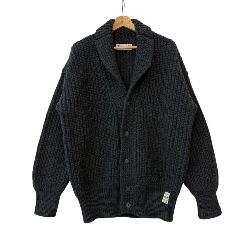 [BUNJANG] East Harbour Surplus Merino Wool Shawl Cardigan Charcoal 48 / 이스트하버서플러스 메리노 울 숄 가디건 챠콜 48