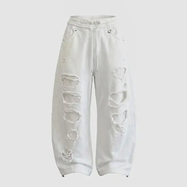 [BUNJANG] Badblood Lace Layered Distressed Jogger - White XS / 새상품 배드블러드 레이스 레이어드 디스트레스드 조거 - 화이트 XS