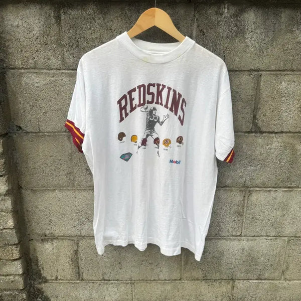 [BUNJANG] Vintage 70s NFL Washington Redskins Commemorative Ringer T-Shirt (L) / Nfl 레드스킨스 빈티지 70s 기념 프린팅 링거티 반팔 티셔츠 L