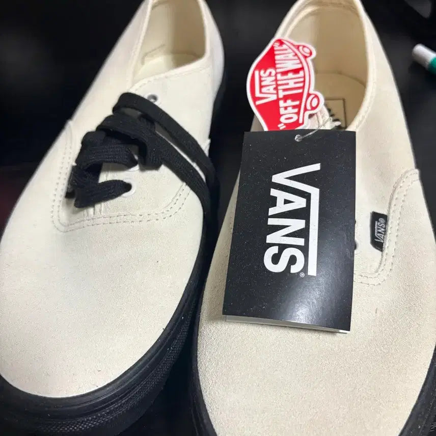 [BUNJANG] Vans Authentic Suede Marshmallow Black Sneakers / 반스 어센틱 스웨이드 마쉬멜로우 블랙
