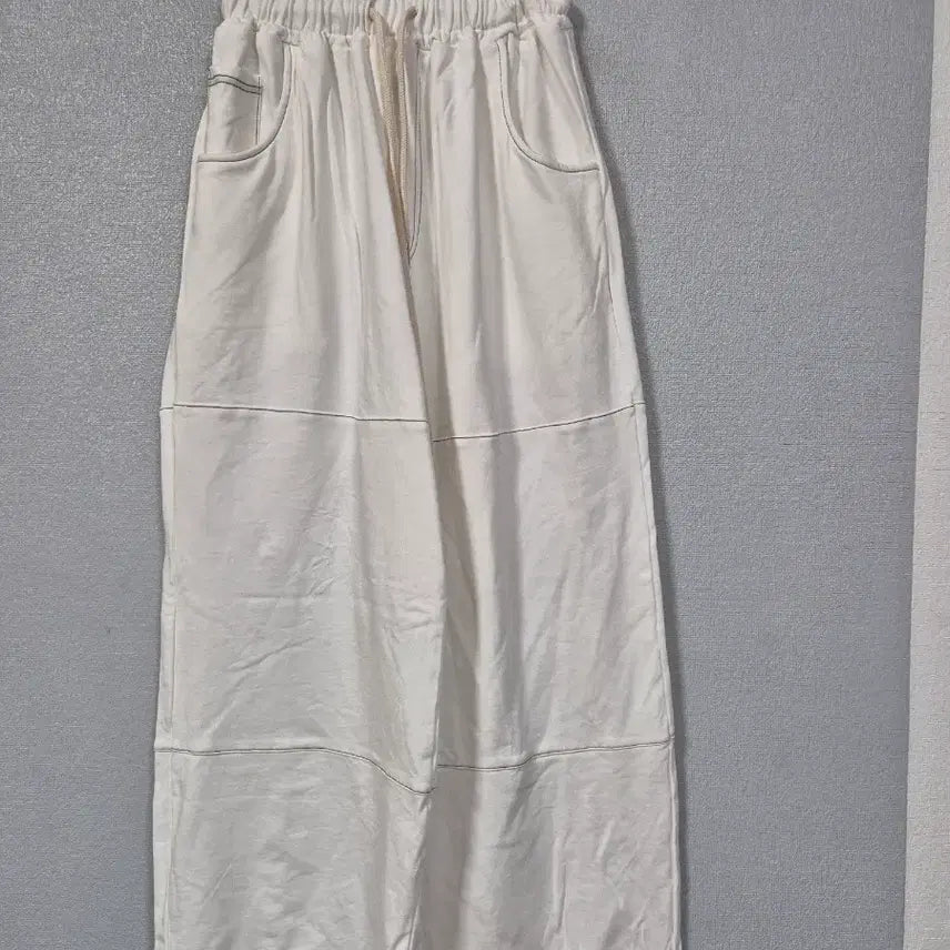 [BUNJANG] 75AVE Sweat Wider Banding Pants White / 75AVE 스웻 와이더 밴딩팬츠 55~66