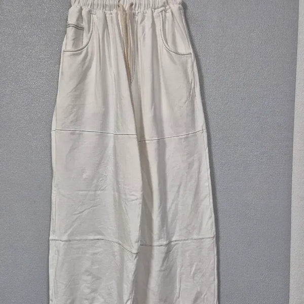 [BUNJANG] 75AVE Sweat Wider Banding Pants White / 75AVE 스웻 와이더 밴딩팬츠 55~66