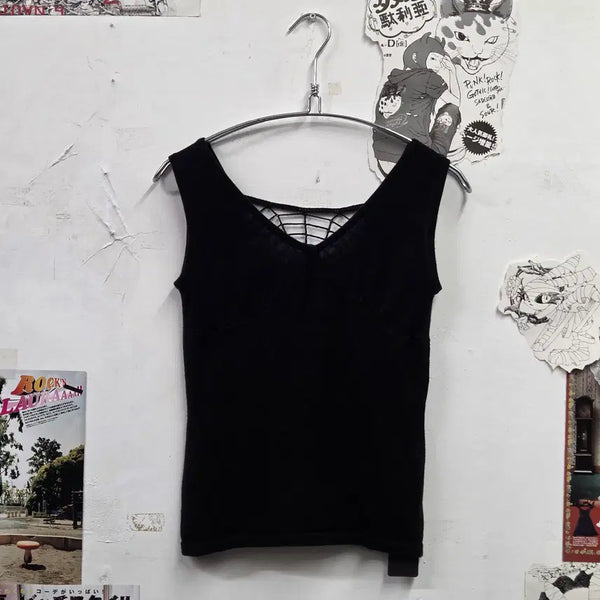 [BUNJANG] JPN Punk Back Slit Sleeveless Top / JPN 펑크 백 트임 슬리브리스