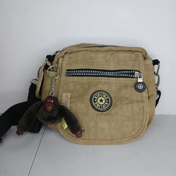 [BUNJANG] Kipling Crossbody Bag Beige with Gorilla Keychain / 키플링 크로스백 베이지색 고릴라 키링 포함