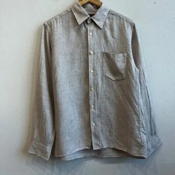 [BUNJANG] Uniqlo Pure French Linen Check Shirt M / 유니클로 퓨어 프렌치 린넨 체크 셔츠 m