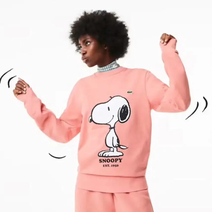 [BUNJANG] Lacoste Snoopy Collaboration Sweatshirt Pink Size S / 라코스테 스누피 맨투맨 핑크 S