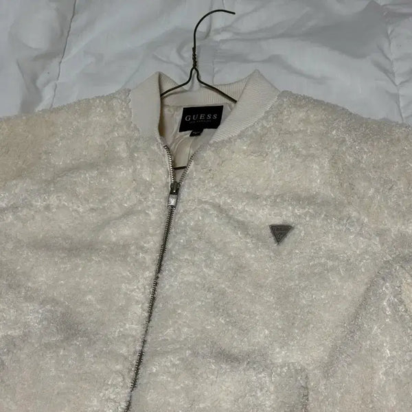 [BUNJANG] Guess Fleece Zip-Up Jacket Ivory / 게스 플리스 집업 자켓 아이보리