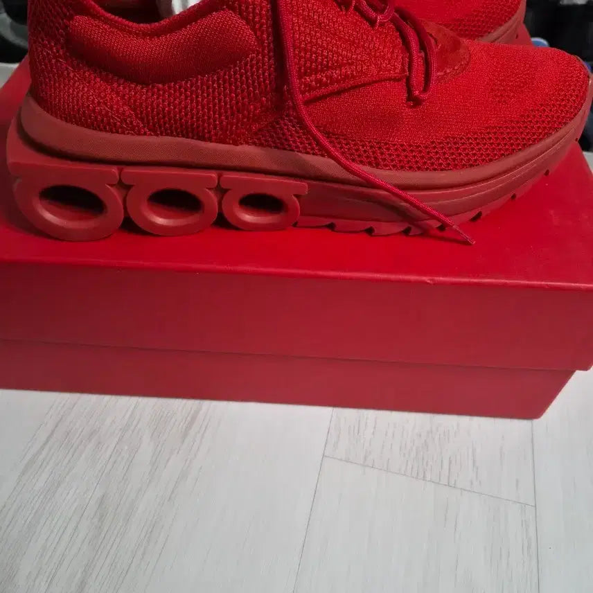 [BUNJANG] Salvatore Ferragamo Nima Knit Sneakers Red 260 (New) / 페라가모 니마 니트 스니커즈 260(새상품)