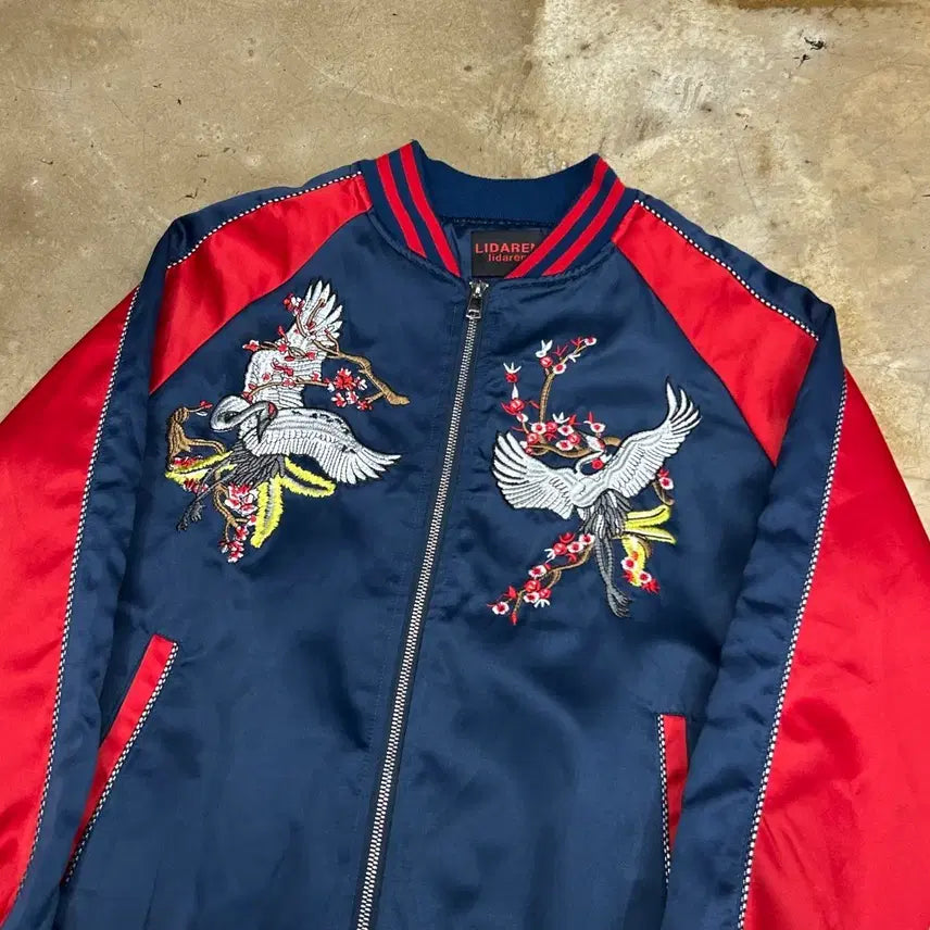 [BUNJANG] VTG Sukajan Crane Embroidered Souvenir Jacket / S vtg 홍학 자수 스카쟌