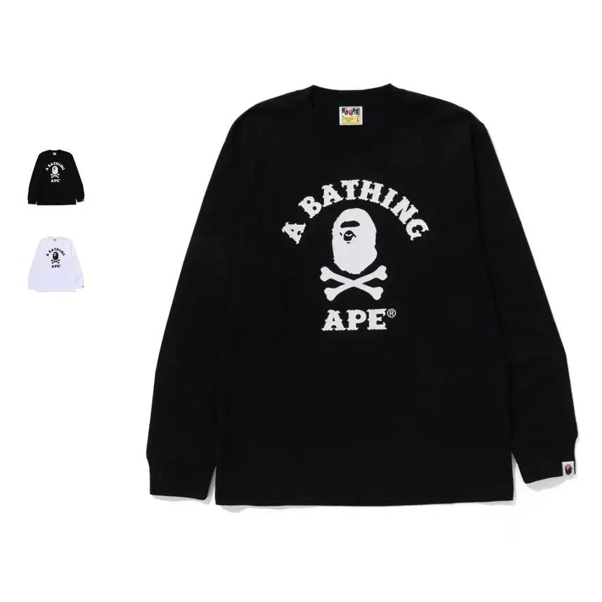 [BUNJANG] BAPE Crossbone College Long Sleeve T-Shirt / 베이프 에이프 크로스본 컬리지 긴팔티