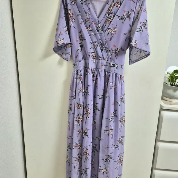 [BUNJANG] Lavender Flower Pattern Long Dress / 플라워 패턴 라벤더 롱원피스