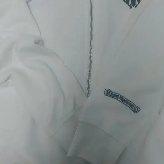 [BUNJANG] Chrome Hearts Embroidered White Hoodie Zip-Up / 크롬하츠  자수 화이트 후드집업