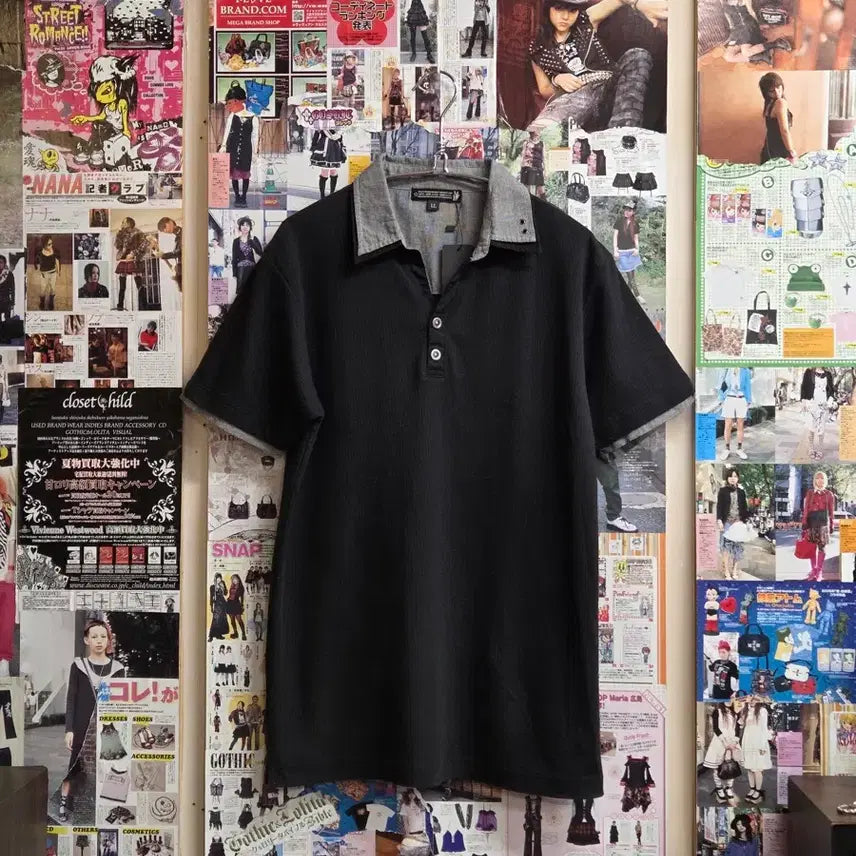 [BUNJANG] JPN Rakchic Ribbed Layered Eyelet PK Short Sleeve T-Shirt / JPN 락시크 골지 레이어드 아일렛 PK 반팔