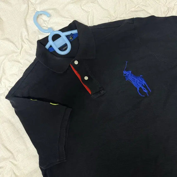 [BUNJANG] Polo Ralph Lauren Big Pony Tipped Collar T-Shirt Black / 폴로 빅포니 반팔 카라티 블랙