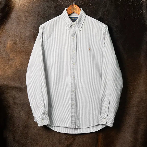[BUNJANG] Polo Ralph Lauren Striped Oxford Shirt Grey / [103] 폴로 랄프로렌 스트라이프 옥스포드 셔츠 그레이