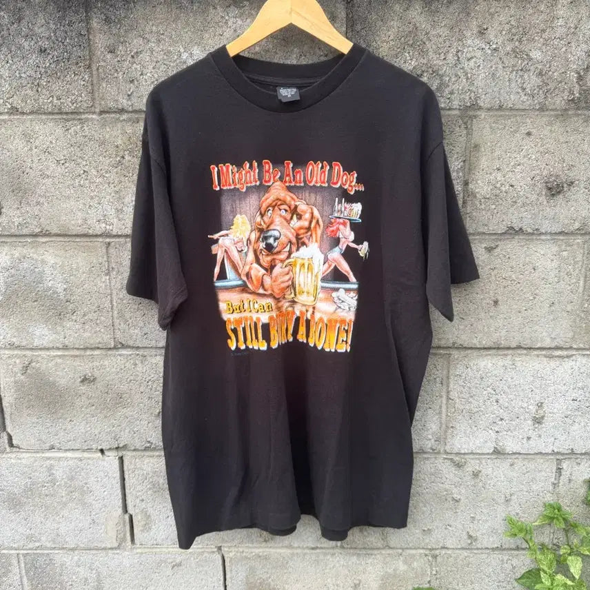 [BUNJANG] 90s Tape Single Stitch T-Shirt / 90s tape 빈티지 올드독 프린팅 싱글스티치 반팔 티셔츠
