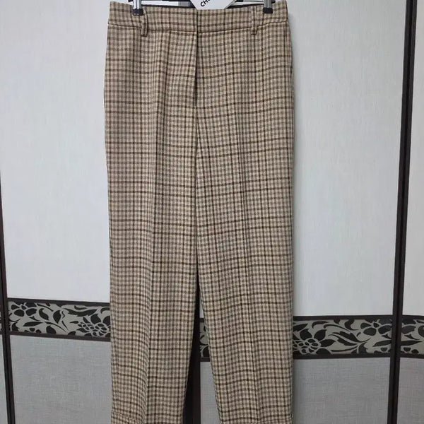 [BUNJANG] Lucky Chouette 2-Piece Gingham Check Trousers (Beige/Brown) / (새) 럭키슈에뜨 바지 2종 (개당가격)