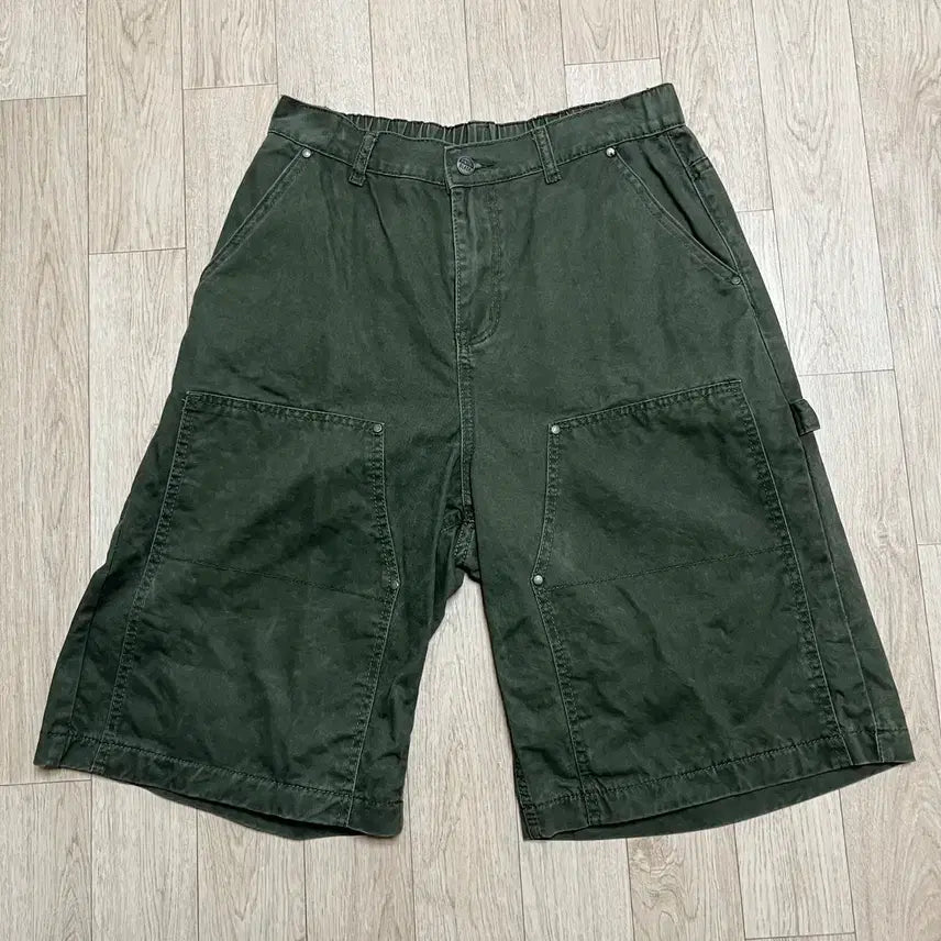 [BUNJANG] Dimitri Black Double Knee Bermuda Cotton Pants Olive / [새상품] 디미트리블랙 더블니 버뮤다 코튼 팬츠 올리브 (2size / L)