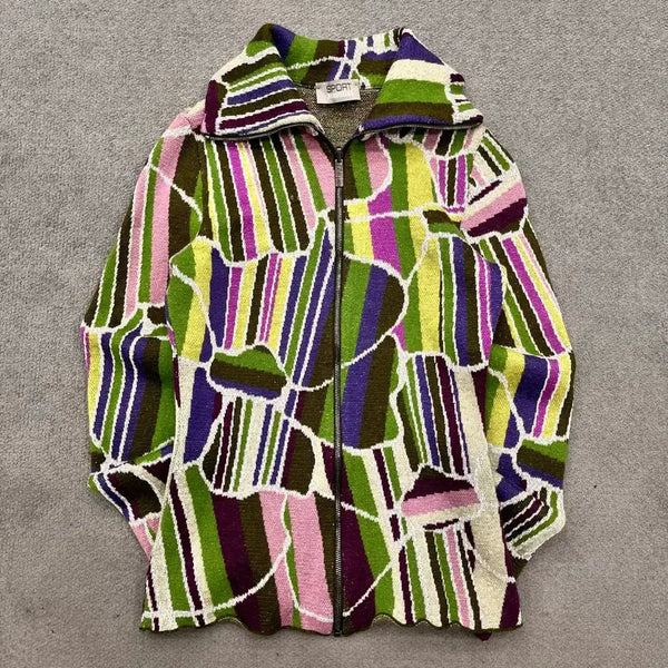[BUNJANG] Missoni High Neck Multicolor Knit Zip-Up Jacket / 44 미쏘니 하이넥 멀티컬러 니트 집업 자켓