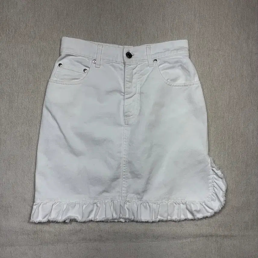 [BUNJANG] MSGM White Denim Frill Skirt / MSGM 화이트 데님 프릴스커트