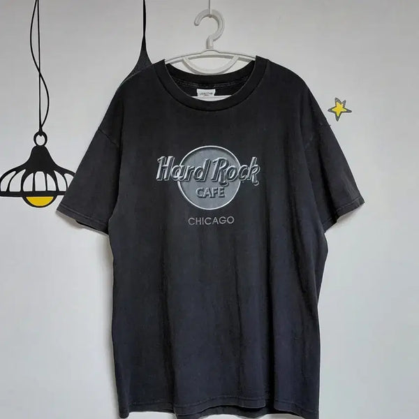 [BUNJANG] Hard Rock Cafe Chicago 3D Embossed Logo Short Sleeve T-Shirt / [L] 빈티지 하드락카페 시카고 엠보 로고 반팔 티셔츠