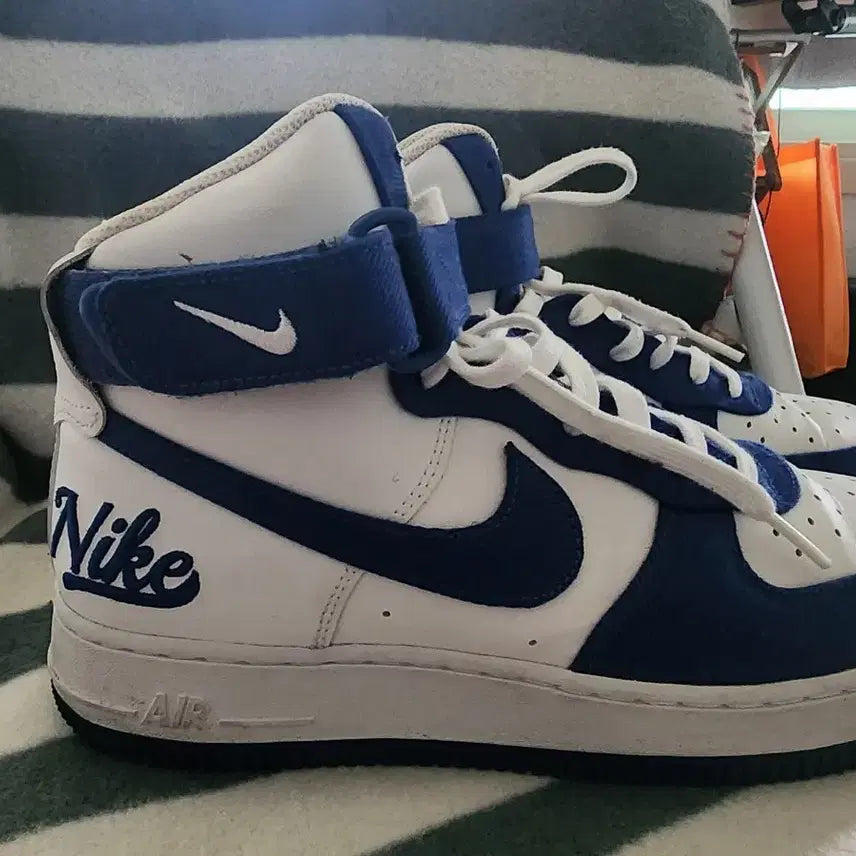 [BUNJANG] Nike Air Force 1 High White/Blue US 8 / 나이키 에어포스 1 하이 흰/파랑 260