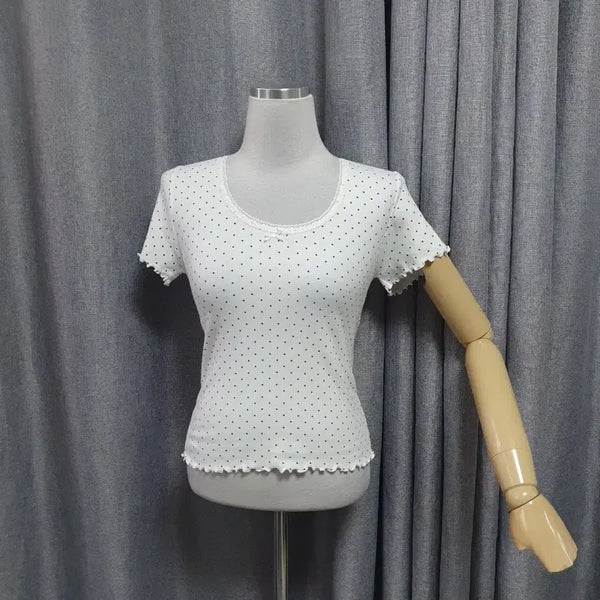 [BUNJANG] Polka Dot White T-Shirt / 도트 화이트 티셔츠
