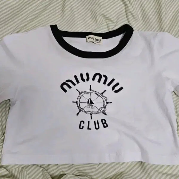 [BUNJANG] Miu Miu Club Short Sleeve T-Shirt White / 미우미우 클럽 반팔 티셔츠 화이트