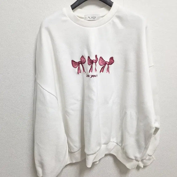 [BUNJANG] Bysini Ribbed Sweatshirt / 새상품 바이씨니 리본 맨투맨