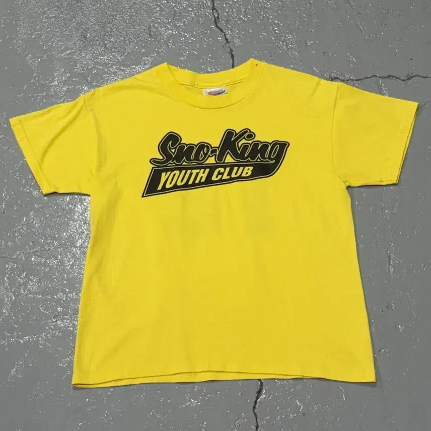 [BUNJANG] Hanes Sno-King Youth Club Vintage Yellow T-Shirt Kids L / Hanes (헤인즈) Sno-King Youth Club 빈티지 옐로우 티셔츠