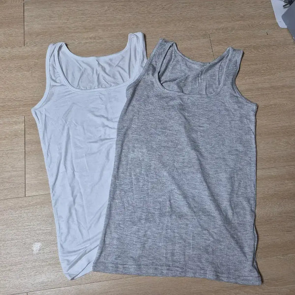 [BUNJANG] 2-Pack Basic Tank Tops (White/Gray) / 나시티 2장 흰색/그레이