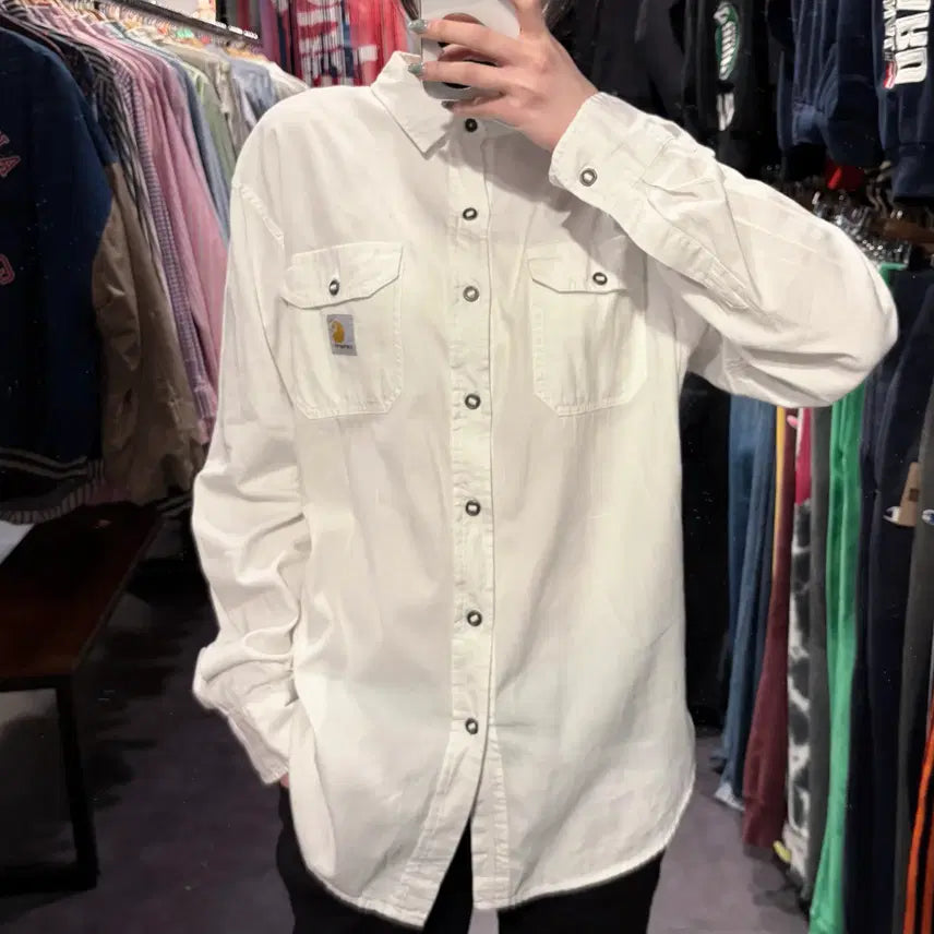 [BUNJANG] Carhartt White Two-Pocket Work Shirt (M) / [IM] Carhartt 칼하트 화이트 셔츠