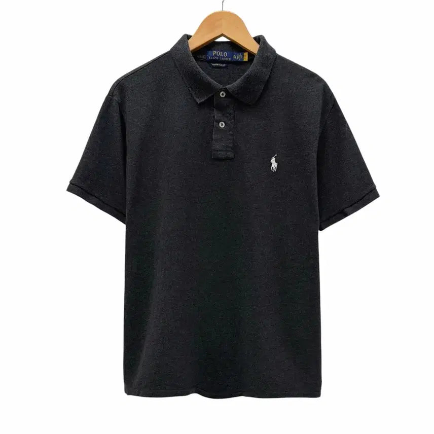 [BUNJANG] Polo Ralph Lauren QR Authentic Short Sleeve Pique Polo Shirt Warm Charcoal XL / 폴로 QR정품 반팔 피케티 카라티 웜차콜 (XL)