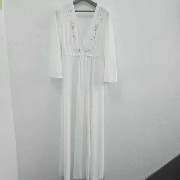 [BUNJANG] ITALY Long Dress Light Gray Embroidered / ITALY 롱 원피스 여 66 J6548