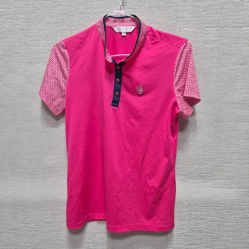 [BUNJANG] Short Sleeve Polo T-Shirt Pink Navy Color Block / 자404 반팔 카라티셔츠