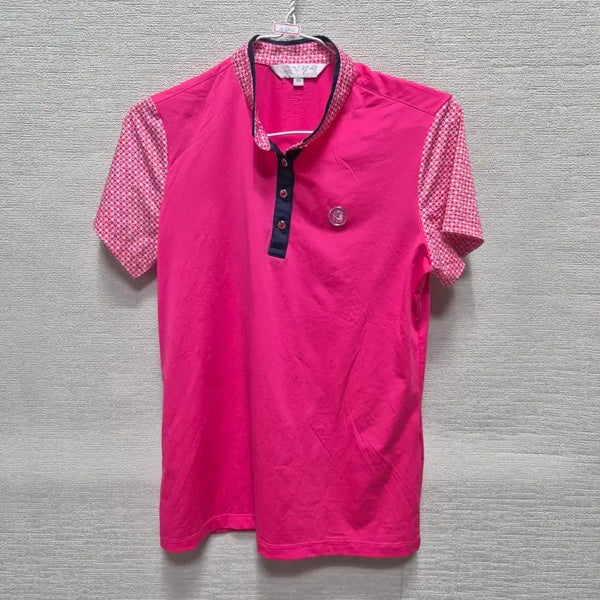 [BUNJANG] Short Sleeve Polo T-Shirt Pink Navy Color Block / 자404 반팔 카라티셔츠