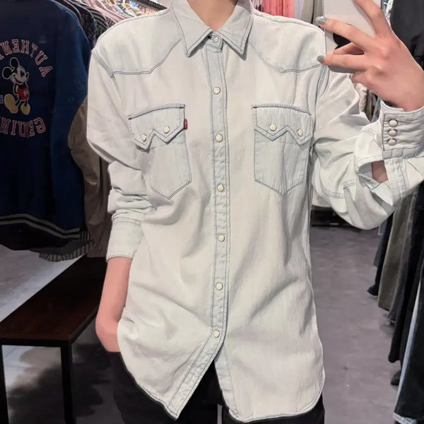 [BUNJANG] Levi's Light Wash Western Denim Shirt / [IM] 리바이스 데님 셔츠 연청
