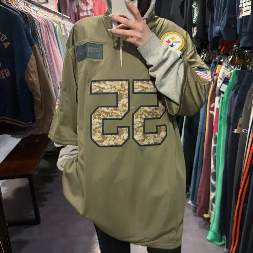 [BUNJANG] Nike x NFL Pittsburgh Steelers Military Football Jersey Khaki / [IM] NIKE x NFL 피츠버그 스틸러스 밀리터리 풋볼 져지 카키