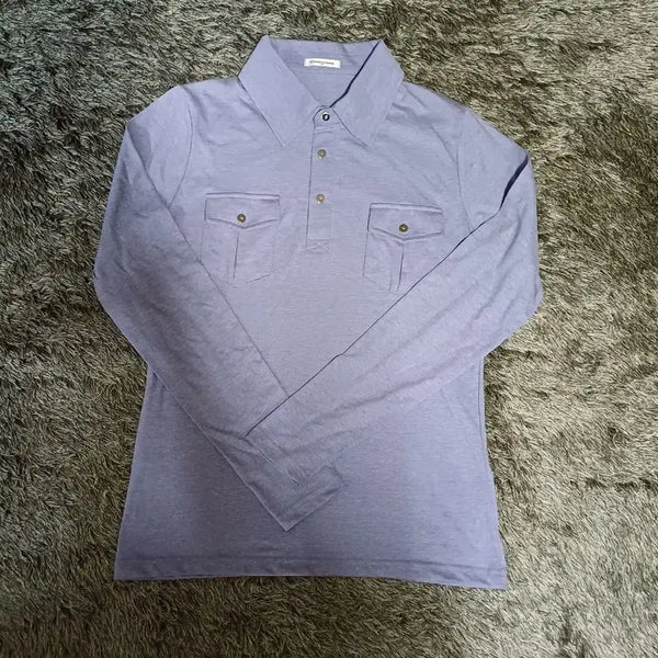 [BUNJANG] Chrome Blue Long Sleeve Polo Shirt with Two Pockets - Women's 95 / chrome 긴팔 폴로셔츠 블루 2포켓 95 66 여성