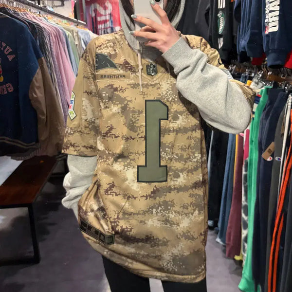 [BUNJANG] Nike x NFL Carolina Panthers Military Camo Football Jersey / [IM] NIKE X NFL 캐롤라이나 팬서스 NO.1 밀리터리 카모 풋볼 져지