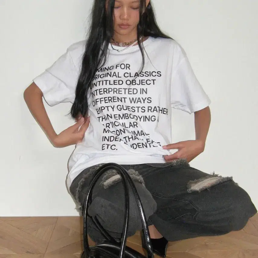 [BUNJANG] Miloumon Lettering Archive T-shirt White / [밀로우먼] 레터링 아카이브 티셔츠 화이트 F
