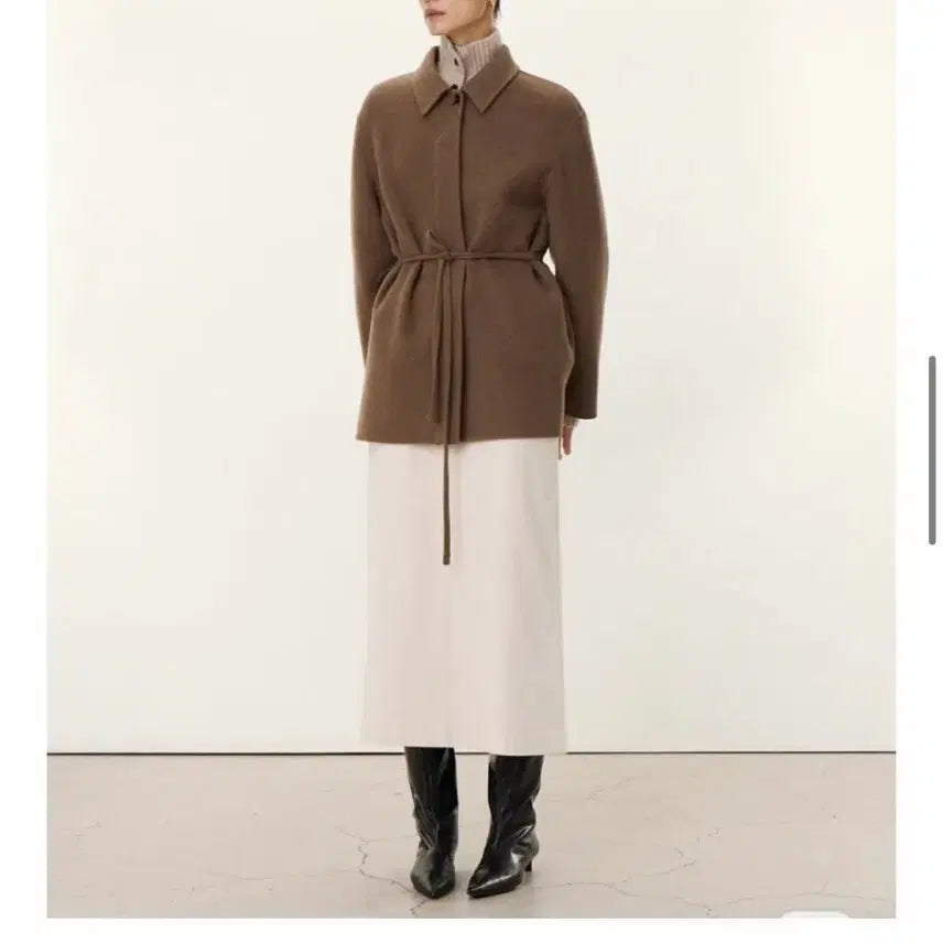 [BUNJANG] Pottery Handmade Half Coat - Brown / 포터리 핸드메이드 하프코트 -브라운