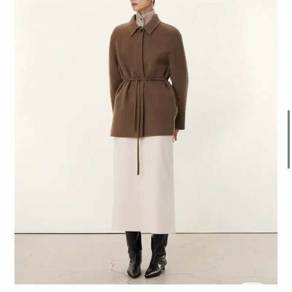 [BUNJANG] Pottery Handmade Half Coat - Brown / 포터리 핸드메이드 하프코트 -브라운
