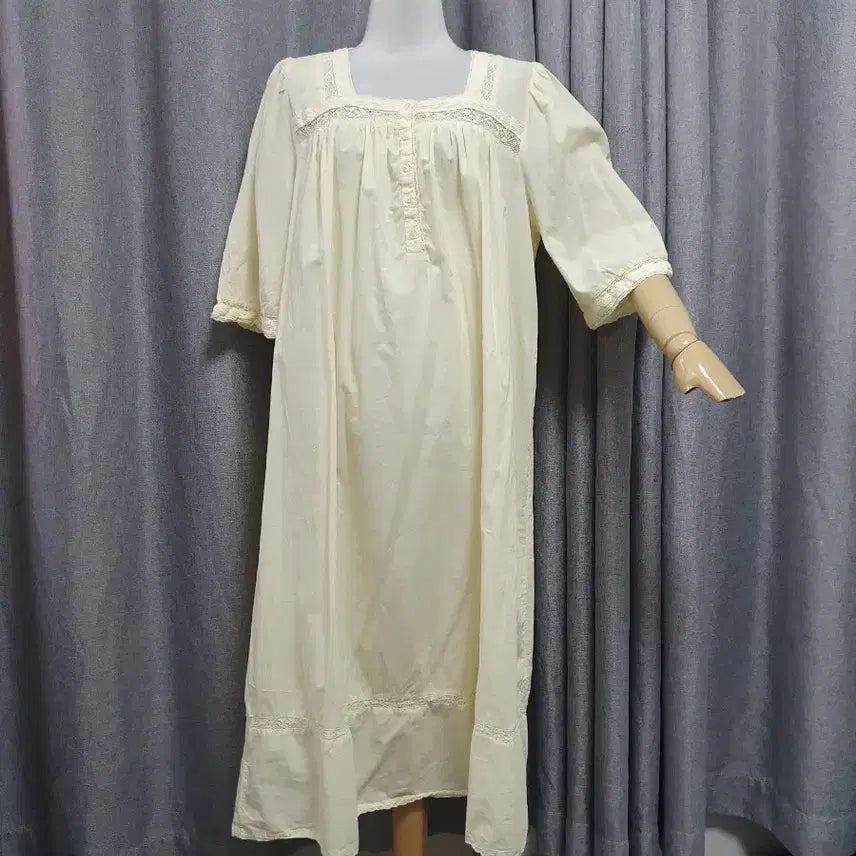 [BUNJANG] Cream Yellow Square Neck Dress / 크림옐로 스퀘어 원피스