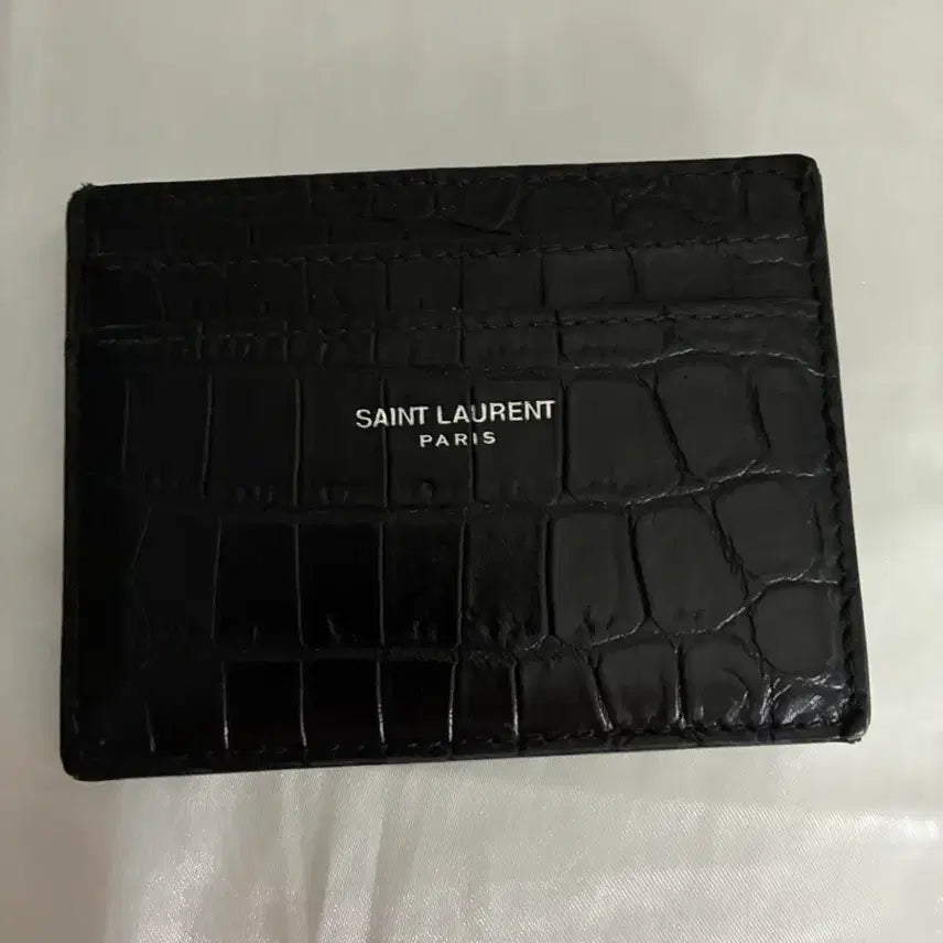 [BUNJANG] Saint Laurent Crocodile Pattern Card Wallet Black / 생로랑 악어 패턴 카드 지갑 블랙