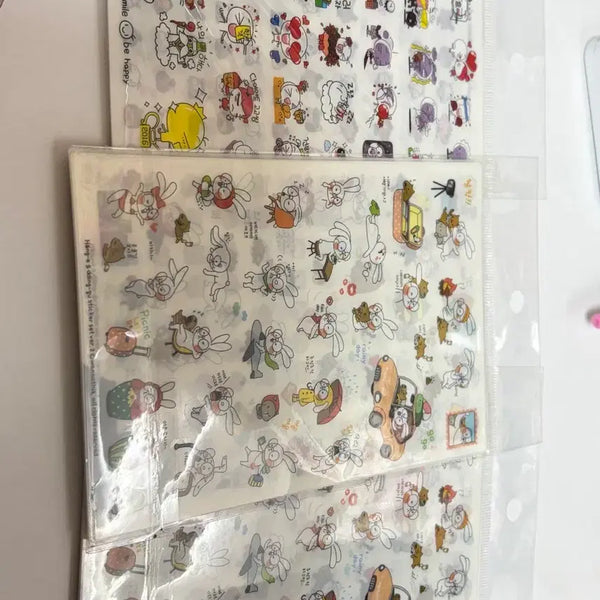 [BUNJANG] Hongyi & Ddinggu Happy Smile Rabbit Sticker Set (18 Sheets Total) / 토끼 스티커 3종 세트 홍이와띵구 해피스마일  총18장