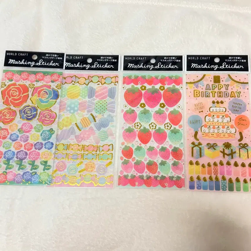 [BUNJANG] Worldcraft Masking Seal Set (Strawberry, Rose, Candy, Birthday) / 월드크래프트 마스킹씰(딸기,장미,캔디,생일)