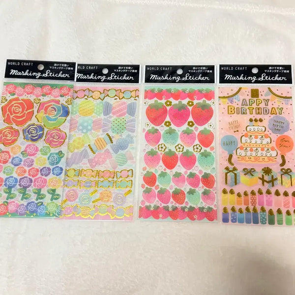 [BUNJANG] Worldcraft Masking Seal Set (Strawberry, Rose, Candy, Birthday) / 월드크래프트 마스킹씰(딸기,장미,캔디,생일)